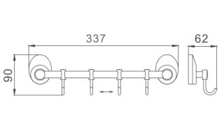Планка с крючками для полотенец Haiba HB1615-4 хром